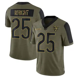 Chicago Bears Men's Nahshon Wright Limited 2021 Salute To Service Jersey - Olive