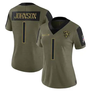 Chicago Bears Women's Jaylon Johnson Limited 2021 Salute To Service Jersey - Olive