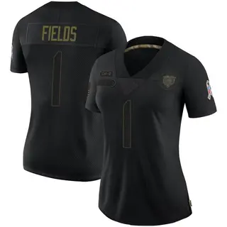 Chicago Bears Women's Justin Fields Limited 2020 Salute To Service Jersey - Black