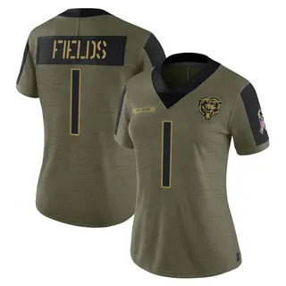 Chicago Bears Women's Justin Fields Limited 2021 Salute To Service Jersey - Olive