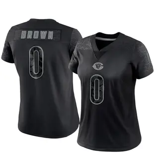 Chicago Bears Women's Reggie Brown Limited Reflective Jersey - Black