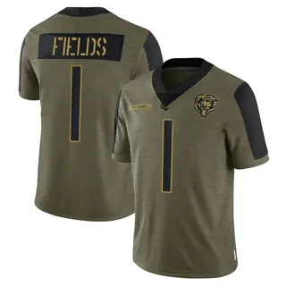 Chicago Bears Youth Justin Fields Limited 2021 Salute To Service Jersey - Olive