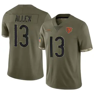 Chicago Bears Youth Keenan Allen Limited 2022 Salute To Service Jersey - Olive