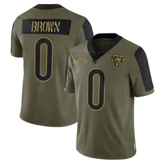 Chicago Bears Youth Reggie Brown Limited 2021 Salute To Service Jersey - Olive